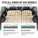 Grey Large Inflatable Universal Car Air Mattress with 2 Pillows, Pump and Storage Bag - Dual Zone Split Bed Soft Flocked Camping Travel Bed Integrated Head / Backrest Buffer for SUV MPV Long drives In Australia - Darrahopens