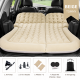 Beige Large Inflatable Universal Car Air Mattress with 2 Pillows, Pump and Storage Bag - Dual Zone Split Bed Soft Flocked Camping Travel Bed Integrated Head / Backrest Buffer for SUV MPV Long drives In Australia - Darrahopens