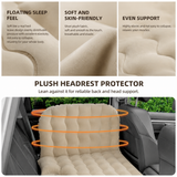 Beige Large Inflatable Universal Car Air Mattress with 2 Pillows, Pump and Storage Bag - Dual Zone Split Bed Soft Flocked Camping Travel Bed Integrated Head / Backrest Buffer for SUV MPV Long drives In Australia - Darrahopens