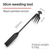 30CM Multifunction Garden Weeding Hoe Tool - Heavy Duty Manganese Steel Root Weeder Hand Hoe Rake with Ergonomic Handle and Double-Ended Hooked Claw Design