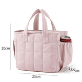 Pink Stylish Insulated Quilted Zipper Lunch Bag for Women - 6L Large Capacity Waterproof Thermal Tote Cooler Bag with Leakproof Lining and 2 Side Pockets for Lunch Boxes, Fruit and Drinks In Australia - Darrahopens