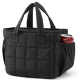 Black Stylish Insulated Quilted Zipper Lunch Bag for Women - 6L Large Capacity Waterproof Thermal Tote Cooler Bag with Leakproof Lining and 2 Side Pockets for Lunch Boxes, Fruit and Drinks In Australia - Darrahopens