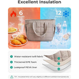 Beige Stylish Insulated Quilted Zipper Lunch Bag for Women - 6L Large Capacity Waterproof Thermal Tote Cooler Bag with Leakproof Lining and 2 Side Pockets for Lunch Boxes, Fruit and Drinks In Australia - Darrahopens