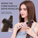 White 4D Straight Hair Comb and Negative Ionic Styler with Dual MCH Ceramic Fast Heating, Anti-Scald Round Comb Teeth, 3 Levels Temp LCD Display and Charging Dock