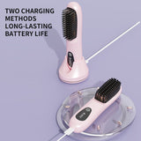 White 4D Straight Hair Comb and Negative Ionic Styler with Dual MCH Ceramic Fast Heating, Anti-Scald Round Comb Teeth, 3 Levels Temp LCD Display and Charging Dock