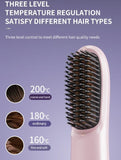 White 4D Straight Hair Comb and Negative Ionic Styler with Dual MCH Ceramic Fast Heating, Anti-Scald Round Comb Teeth, 3 Levels Temp LCD Display and Charging Dock