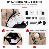 Blue Large Capacity Waterproof Travel Duffel Bag with Shoe Compartment & Padded Sponge Handles - Lightweight Muti Pockets Gym Crossbody Bag and Airplane Carry On Tote, 44 x 25 x 23CM