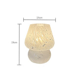 White Speckled All Glass Mushroom Table Lamp - Bedside Soft Ambient Night Light, USB Plug with 3 Colors Temperature Adjustable Dimming, 2 Pack White Marble