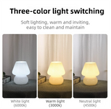Blue Striped Retro All Glass Mushroom Table Lamp - American Style Creative Bedside Nightstand Ambient Light, USB Plug with 3-Color Switching and Brightness Dimmable In Australia - Darrahopens
