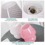 Pink Striped Retro All Glass Mushroom Table Lamp - American Style Creative Bedside Nightstand Ambient Light, USB Plug with 3-Color Switching and Brightness Dimmable In Australia - Darrahopens