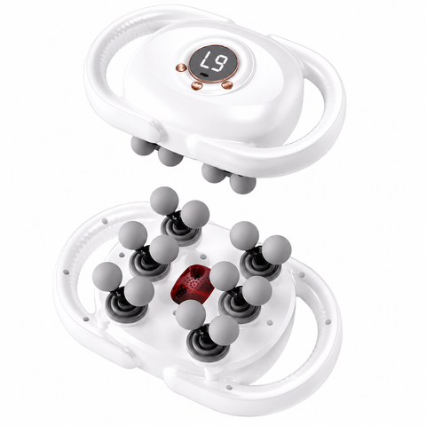 White 12-Head Electric Neck Back Massager with AI Dynamic Strength Adjustment and Soothing Red Light - Rechargeable Full Body Deep Tissue Fascia Gun, Mutifunction Hands-Free Operation In Australia - Darrahopens