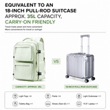 Green 35L Vacuum Compression Travel Backpack with Manual Air Pump, Shoe Zone and 15.6" Laptop House - Waterproof Suitcase Style Carry On Bag for Men Women Business Commute