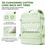 Green 35L Vacuum Compression Travel Backpack with Manual Air Pump, Shoe Zone and 15.6" Laptop House - Waterproof Suitcase Style Carry On Bag for Men Women Business Commute