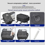 Blue 35L Vacuum Compression Travel Backpack with Manual Air Pump, Shoe Zone and 15.6" Laptop House - Waterproof Suitcase Style Carry On Bag for Men Women Business Commute