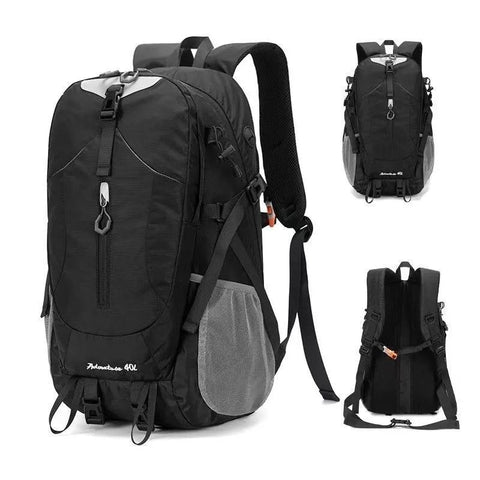 40L Black Lightweight Outdoor Hiking Backpack with Rain Cover, Multi-Pocket Storage and Gear Attachments - Waterproof Travel Daypack for Trekking Camping Cycling Adventures