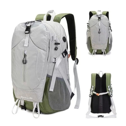 40L Grey Lightweight Outdoor Hiking Backpack with Rain Cover, Multi-Pocket Storage and Gear Attachments - Waterproof Travel Daypack for Trekking Camping Cycling Adventures