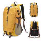40L Yellow Lightweight Outdoor Hiking Backpack with Rain Cover, Multi-Pocket Storage and Gear Attachments - Waterproof Travel Daypack for Trekking Camping Cycling Adventures