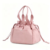 Pink Insulated Lunch Bag for Women Men - Portable Drawstring Tote Lunch Box Bag with Multi Pockets & Stainproof Lining for Work, School, Travel & Picnic In Australia - Darrahopens