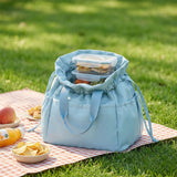 Blue Insulated Lunch Bag for Women Men - Portable Drawstring Tote Lunch Box Bag with Multi Pockets & Stainproof Lining for Work, School, Travel & Picnic In Australia - Darrahopens