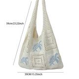 Bohemian Crochet Beach Tote Bag with Seashell & Heart Pearl Charm Keychains - Chic Summer Hollow Out Knit Shoulder Bag for Vacation and Shopping (Beige Flower)