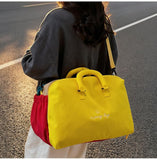 Yellow 30L Lightweight Travel Duffle Bag with 3 Zippered Main Sections and Shoe Zone - Stylish Colorblock Weekender Bag, Wet & Dry Dual Use for Gym, Sports & Business Trips In Australia - Darrahopens