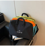 Black 30L Lightweight Travel Duffle Bag with 3 Zippered Main Sections and Shoe Zone - Stylish Colorblock Weekender Bag, Wet & Dry Dual Use for Gym, Sports & Business Trips