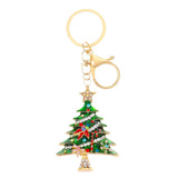 2PCS Rhinestone Enamel Christmas Tree Keychain - Durable Zinc Alloy Bag Charm Pendant Accessories for Christmas Gifts & DIY Deco