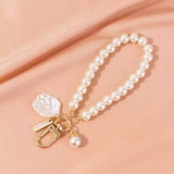 Pearl Beaded Bracelet / Keychain / Bag Charm with Elegant Pearl Shell Pendant and Gift Box - Multifunctional Pearl Wristlet Key Ring & Purse Accessory (Dia 14 cm) In Australia - Darrahopens