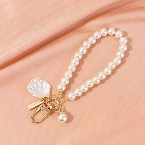 Pearl Beaded Bracelet / Keychain / Bag Charm with Elegant Pearl Shell Pendant and Gift Box - Multifunctional Pearl Wristlet Key Ring & Purse Accessory (Dia 14 cm) In Australia - Darrahopens