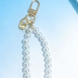 Pearl Beaded Bracelet / Keychain / Bag Charm with Elegant Alloy Shell Pendant and Gift Box - Multifunctional Pearl Wristlet Key Ring & Purse Accessory (Dia 14 cm) In Australia - Darrahopens