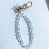 Pearl Beaded Bracelet / Keychain / Bag Charm with Elegant Butterfly Pendant and Gift Box - Multifunctional Pearl Wristlet Key Ring & Purse Accessory (Dia 14 cm) In Australia - Darrahopens