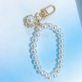 Pearl Beaded Bracelet / Keychain / Bag Charm with Elegant Sunflower Pendant and Gift Box - Multifunctional Pearl Wristlet Key Ring & Purse Accessory (Dia 14 cm) In Australia - Darrahopens