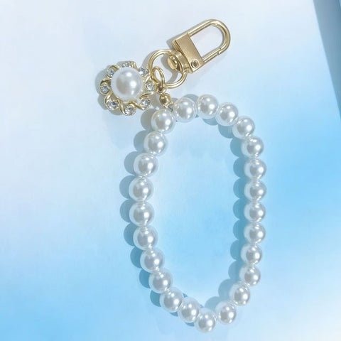 Pearl Beaded Bracelet / Keychain / Bag Charm with Elegant Sunflower Pendant and Gift Box - Multifunctional Pearl Wristlet Key Ring & Purse Accessory (Dia 14 cm) In Australia - Darrahopens