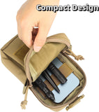 Khaki Tactical Backpack Shoulder Strap MOLLE Pouch - Outdoor Utility Belt Waist Bag & 6.7" Phone Holster