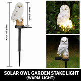 White Resin Owl Solar Powered Garden Stake Light - Outdoor Decorative LED Landscape Pathway Night Light