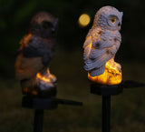White Resin Owl Solar Powered Garden Stake Light - Outdoor Decorative LED Landscape Pathway Night Light