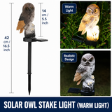 Brown Resin Owl Solar Powered Garden Stake Light - Outdoor Decorative LED Landscape Pathway Night Light