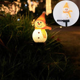 Orange Snowman Solar Powered Outdoor Lawn Stake Light with Snow Grain Texture - Christmas LED Garden Pathway Color Changing Light & Festive Landscape Night Light