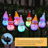 Orange Snowman Solar Powered Outdoor Lawn Stake Light with Snow Grain Texture - Christmas LED Garden Pathway Color Changing Light & Festive Landscape Night Light