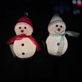 Pink Snowman Solar Powered Outdoor Lawn Stake Light with Snow Grain Texture - Christmas LED Garden Pathway Color Changing Light & Festive Landscape Night Light