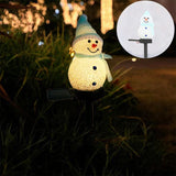 Blue Snowman Solar Powered Outdoor Lawn Stake Light with Snow Grain Texture - Christmas LED Garden Pathway Color Changing Light & Festive Landscape Night Light