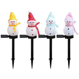 Blue Snowman Solar Powered Outdoor Lawn Stake Light with Snow Grain Texture - Christmas LED Garden Pathway Color Changing Light & Festive Landscape Night Light
