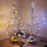 2 Pack Gold & Silver Iron Spiral Crystal Christmas Tree Lamp - Elegant Battery Operated Tabletop Night Light & Ambient Accent LED for Bedroom, Living Room, Birthday & Holiday Decor In Australia - Darrahopens