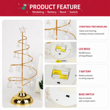 2 Pack Gold & Silver Iron Spiral Crystal Christmas Tree Lamp - Elegant Battery Operated Tabletop Night Light & Ambient Accent LED for Bedroom, Living Room, Birthday & Holiday Decor In Australia - Darrahopens