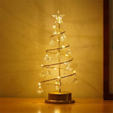 2 Pack Gold & Silver Iron Spiral Crystal Christmas Tree Lamp - Elegant Battery Operated Tabletop Night Light & Ambient Accent LED for Bedroom, Living Room, Birthday & Holiday Decor