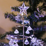 2 Pack Gold & Silver Iron Spiral Crystal Christmas Tree Lamp - Elegant Battery Operated Tabletop Night Light & Ambient Accent LED for Bedroom, Living Room, Birthday & Holiday Decor