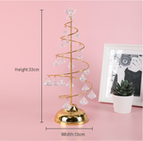 2 Pack Gold & Silver Iron Spiral Crystal Christmas Tree Lamp - Elegant Battery Operated Tabletop Night Light & Ambient Accent LED for Bedroom, Living Room, Birthday & Holiday Decor