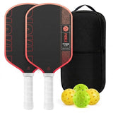 Black and Red T700 Raw Carbon Fiber Pickleball Paddle Set - 2 Professional Honeycomb Core Paddles, 4 Balls and Carry Bag for Outdoor Use In Australia - Darrahopens