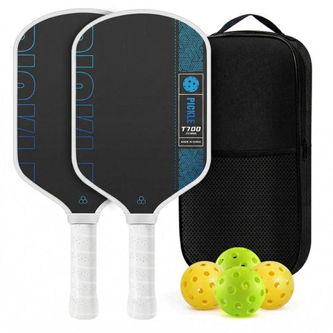 Black and Blue T700 Raw Carbon Fiber Pickleball Paddle Set - 2 Professional Honeycomb Core Paddles, 4 Balls and Carry Bag for Outdoor Use In Australia - Darrahopens