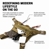 Khaki Tactical Chest Rig Bag with Multi Zipper Pockets - Waterproof Nylon Utility Vest Pack, Breathable Back Pad and Adjustable Straps